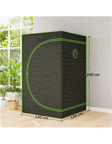 Outsunny Grow Tent 120 x 120 x 200 cm, Reflective Mylar Hydroponic Growing Tent with 600D Oxford Fabric, Observation Window, Ven