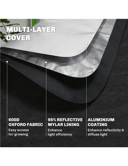 Outsunny Grow Tent 120 x 120 x 200 cm, Reflective Mylar Hydroponic Growing Tent with 600D Oxford Fabric, Observation Window, Ven - pic 182259 | FastDaddyshop