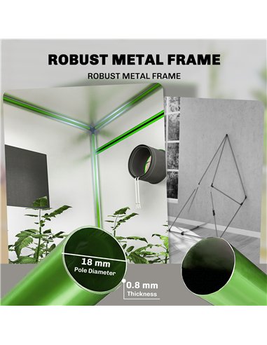Outsunny Grow Tent 120 x 120 x 200 cm, Reflective Mylar Hydroponic Growing Tent with 600D Oxford Fabric, Observation Window, Ven