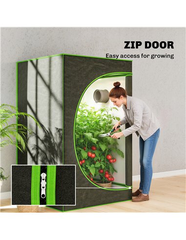 Outsunny Grow Tent 120 x 120 x 200 cm, Reflective Mylar Hydroponic Growing Tent with 600D Oxford Fabric, Observation Window, Ven