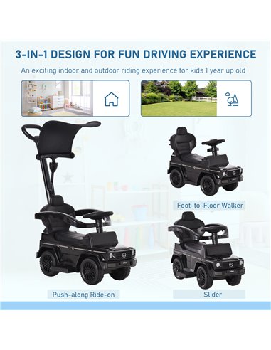 HOMCOM 12+ Push Along Car Mercedes-Benz G350 Foot to Floor Slider with Steering Wheel, Black