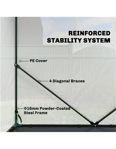 Outsunny Walk-in Greenhouse for Outdoors with Steel Frame, Large Plant House with Roll-up Door and PE Ground Cover, White