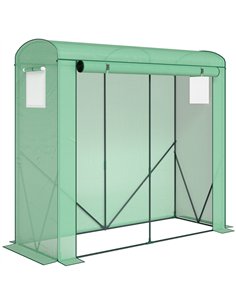 Outsunny Mini Greenhouse, Garden Tomato Growhouse with Roll-Up Door and 2 Mesh Windows, PE Cover, 200 x 75 x 188 cm, Green