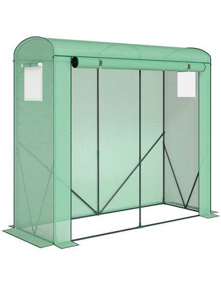 Outsunny Mini Greenhouse, Garden Tomato Growhouse with Roll-Up Door and 2 Mesh Windows, PE Cover, 200 x 75 x 188 cm, Green - pic 182282 | FastDaddyshop