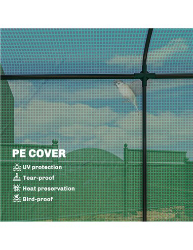 Outsunny Mini Greenhouse, Garden Tomato Growhouse with Roll-Up Door and 2 Mesh Windows, PE Cover, 200 x 75 x 188 cm, Green