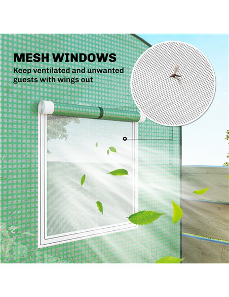 Outsunny Mini Greenhouse, Garden Tomato Growhouse with Roll-Up Door and 2 Mesh Windows, PE Cover, 200 x 75 x 188 cm, Green - pic 182288 | FastDaddyshop