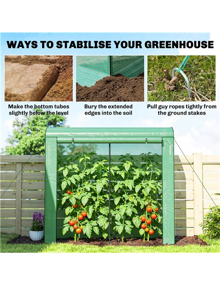 Outsunny Mini Greenhouse, Garden Tomato Growhouse with Roll-Up Door and 2 Mesh Windows, PE Cover, 200 x 75 x 188 cm, Green - pic 182289 | FastDaddyshop