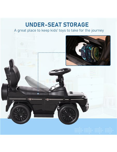 HOMCOM 12+ Push Along Car Mercedes-Benz G350 Foot to Floor Slider with Steering Wheel, Black - pic 18229 | FastDaddyshop