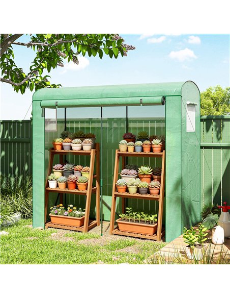 Outsunny Mini Greenhouse, Garden Tomato Growhouse with Roll-Up Door and 2 Mesh Windows, PE Cover, 200 x 75 x 188 cm, Green - pic 182290 | FastDaddyshop