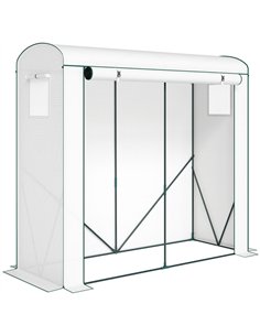 Outsunny Mini Greenhouse, Garden Tomato Growhouse with Roll-Up Door and 2 Mesh Windows, PE Cover, 200 x 75 x 188 cm, White