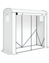 Outsunny Mini Greenhouse, Garden Tomato Growhouse with Roll-Up Door and 2 Mesh Windows, PE Cover, 200 x 75 x 188 cm, White