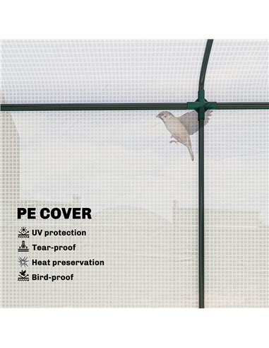 Outsunny Mini Greenhouse, Garden Tomato Growhouse with Roll-Up Door and 2 Mesh Windows, PE Cover, 200 x 75 x 188 cm, White
