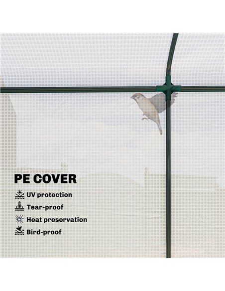 Outsunny Mini Greenhouse, Garden Tomato Growhouse with Roll-Up Door and 2 Mesh Windows, PE Cover, 200 x 75 x 188 cm, White - pic 182295 | FastDaddyshop