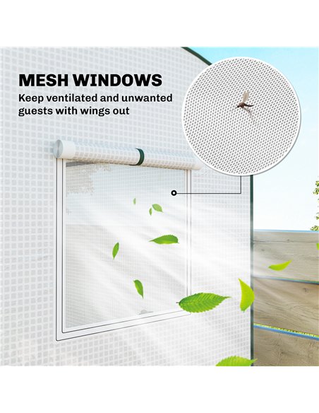 Outsunny Mini Greenhouse, Garden Tomato Growhouse with Roll-Up Door and 2 Mesh Windows, PE Cover, 200 x 75 x 188 cm, White - pic 182297 | FastDaddyshop