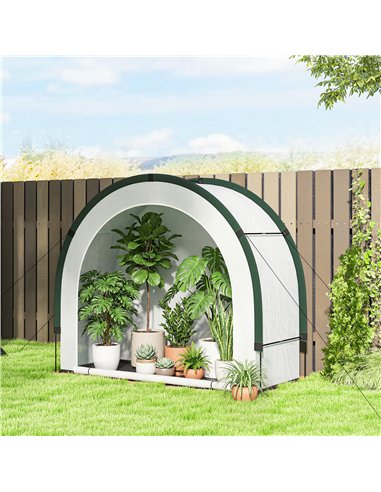 Outsunny Foldable Small Greenhouse, Portable Green House Mini Greenhouse with Zipper Door, PE Base, 200 x 80 x 164 cm, Green