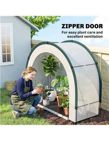Outsunny Foldable Small Greenhouse, Portable Green House Mini Greenhouse with Zipper Door, PE Base, 200 x 80 x 164 cm, Green
