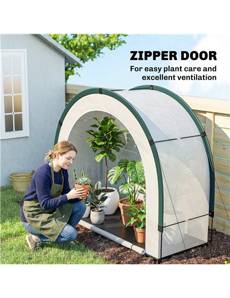 Outsunny Foldable Small Greenhouse, Portable Green House Mini Greenhouse with Zipper Door, PE Base, 200 x 80 x 164 cm, Green - pic 182307 | FastDaddyshop