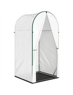 Outsunny Mini Greenhouse, Portable Green House with Roll-Up Door, PE Base, Small Greenhouse, 100 x 100 x 195 cm, White