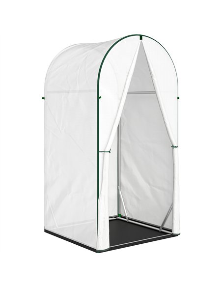 Outsunny Mini Greenhouse, Portable Green House with Roll-Up Door, PE Base, Small Greenhouse, 100 x 100 x 195 cm, White - pic 182309 | FastDaddyshop