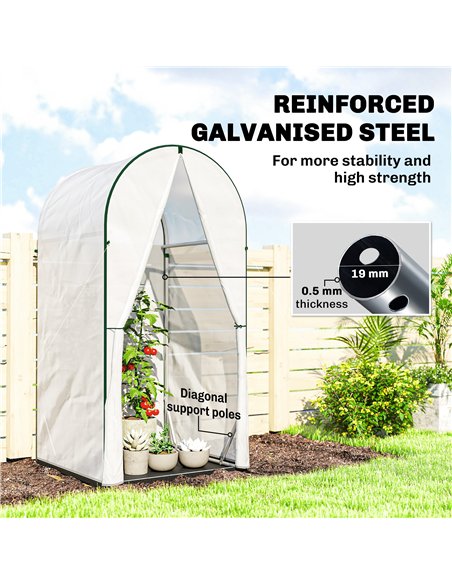 Outsunny Mini Greenhouse, Portable Green House with Roll-Up Door, PE Base, Small Greenhouse, 100 x 100 x 195 cm, White - pic 182312 | FastDaddyshop