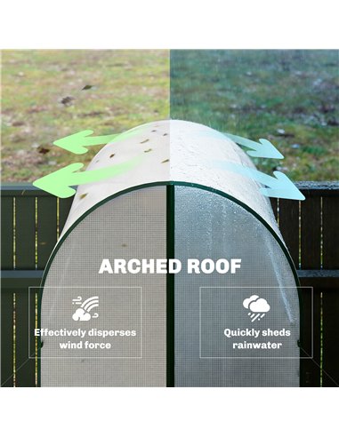 Outsunny Mini Greenhouse, Portable Green House with Roll-Up Door, PE Base, Small Greenhouse, 100 x 100 x 195 cm, White