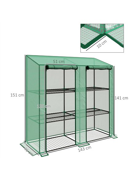 Outsunny 46 x 143cm Three-Shelf Mini Greenhouse - Green - pic 182329 | FastDaddyshop