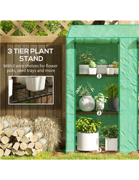 Outsunny 46 x 143cm Three-Shelf Mini Greenhouse - Green - pic 182331 | FastDaddyshop