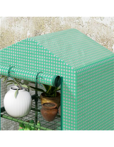 Outsunny 3 Tier Mini Greenhouse Portable Garden Grow House with Roll Up Door and Wire Shelves, 69 x 49 x 125 cm, Green - pic 182344 | FastDaddyshop