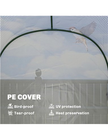 Outsunny Walk-in Greenhouse with Shelves, Small Greenhouse with PE Cover and Roll-up Door, 123 x 187 x 189 cm, White