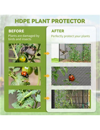 Outsunny Fruit Cage Bird Netting, Brassica Cage Plant Protection Tent with Zipped Door, Anti Bird, Insects, Small Animals, Black