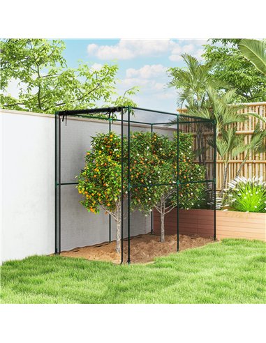 Outsunny Fruit Cage Bird Netting, Brassica Cage Plant Protection Tent with Zipped Door, Anti Bird, Insects, Small Animals, Black