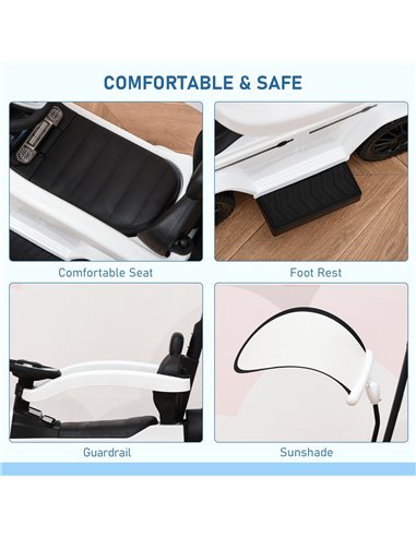 HOMCOM 12+ Push Along Car Mercedes-Benz G350 Foot to Floor Slider with Steering Wheel, White