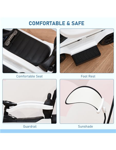 HOMCOM 12+ Push Along Car Mercedes-Benz G350 Foot to Floor Slider with Steering Wheel, White - pic 18237 | FastDaddyshop