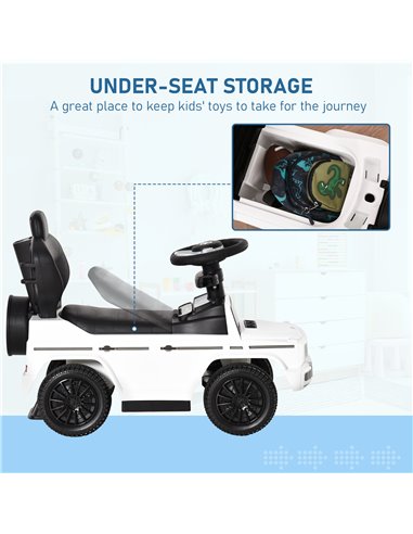 HOMCOM 12+ Push Along Car Mercedes-Benz G350 Foot to Floor Slider with Steering Wheel, White