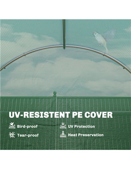 Outsunny 2 x 3 m Walk-in Polytunnel Greenhouse with Hinged Door and 6 Roll Up Mesh Windows, Garden Tunnel Warm House Tent, Green - pic 182386 | FastDaddyshop