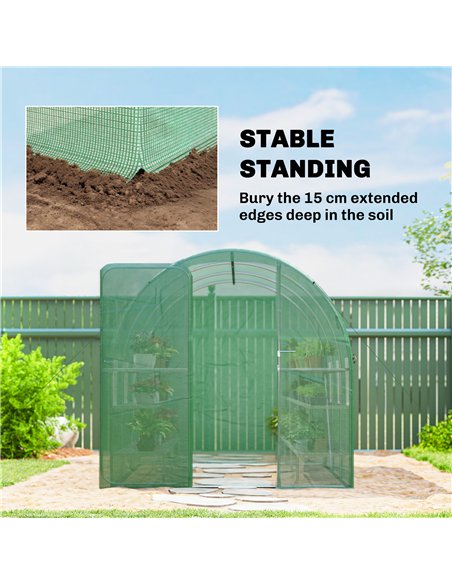 Outsunny 2 x 3 m Walk-in Polytunnel Greenhouse with Hinged Door and 6 Roll Up Mesh Windows, Garden Tunnel Warm House Tent, Green - pic 182388 | FastDaddyshop