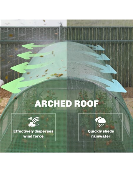 Outsunny 2 x 3 m Walk-in Polytunnel Greenhouse with Hinged Door and 6 Roll Up Mesh Windows, Garden Tunnel Warm House Tent, Green - pic 182389 | FastDaddyshop