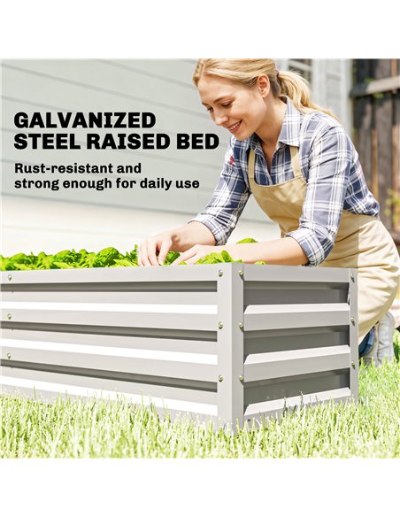 Outsunny Small Greenhouse with Raised Garden Bed, Galvanised Walk-in Greenhouse with Roll Up Windows, 141 x 141 x 190 cm, White - pic 182412 | FastDaddyshop