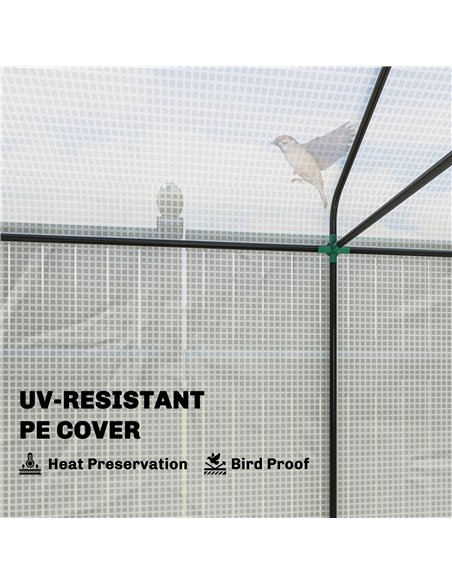 Outsunny Walk-in Greenhouse, Outdoor Tomato Greenhouse with Roll-up Door and Mesh Windows, PE Cover, 200 x 140 x 200cm, White - pic 182420 | FastDaddyshop