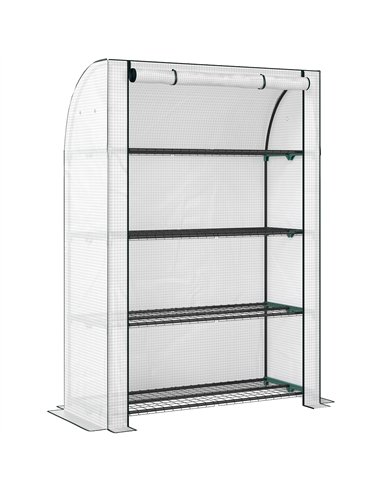 Outsunny Mini Greenhouse with Reinforced PE Cover, Portable Indoor Outdoor Green House with Roll-up Door, 170 x 120 x 50cm, Whit