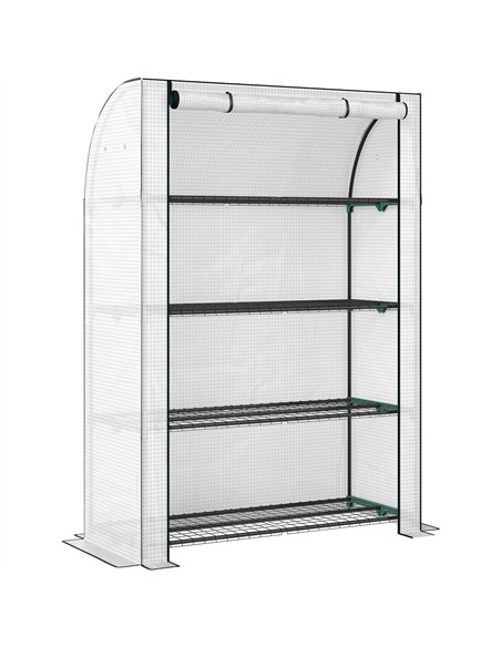 Outsunny Mini Greenhouse with Reinforced PE Cover, Portable Indoor Outdoor Green House with Roll-up Door, 170 x 120 x 50cm, Whit - pic 182426 | FastDaddyshop