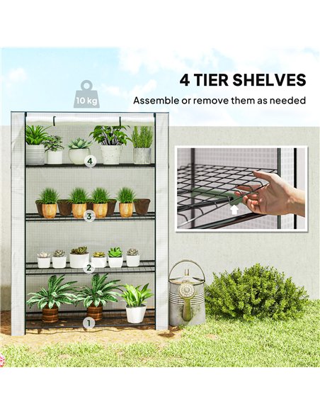 Outsunny Mini Greenhouse with Reinforced PE Cover, Portable Indoor Outdoor Green House with Roll-up Door, 170 x 120 x 50cm, Whit - pic 182429 | FastDaddyshop