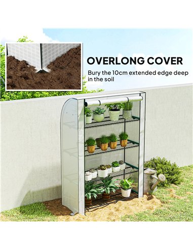 Outsunny Mini Greenhouse with Reinforced PE Cover, Portable Indoor Outdoor Green House with Roll-up Door, 170 x 120 x 50cm, Whit