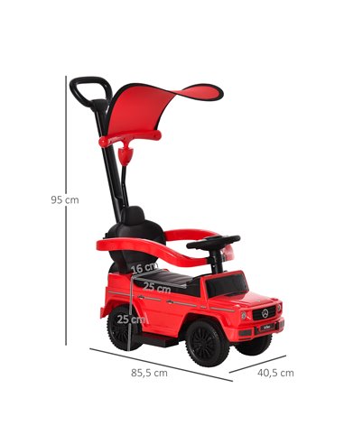 HOMCOM 12+ Push Along Car Mercedes-Benz G350 Foot to Floor Slider with Steering Wheel, Red