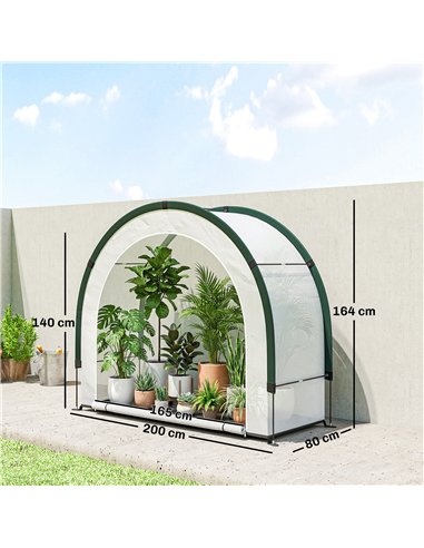 Outsunny Foldable Small Greenhouse, Portable Green House Mini Greenhouse with Zipper Door, PE Base, 200 x 80 x 164 cm, Green