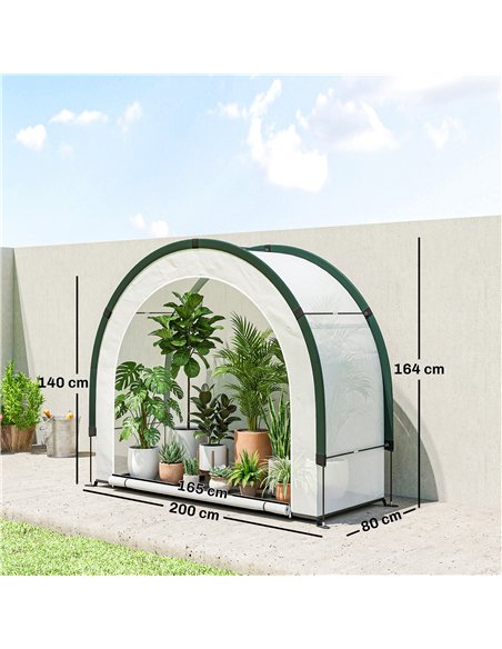 Outsunny Foldable Small Greenhouse, Portable Green House Mini Greenhouse with Zipper Door, PE Base, 200 x 80 x 164 cm, Green - pic 182446 | FastDaddyshop