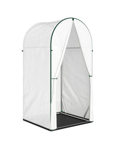 Outsunny Mini Greenhouse, Portable Green House with Roll-Up Door, PE Base, Small Greenhouse, 100 x 100 x 195 cm, White