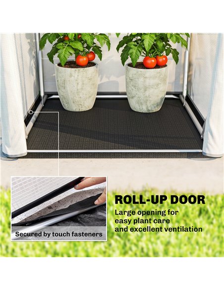 Outsunny Mini Greenhouse, Portable Green House with Roll-Up Door, PE Base, Small Greenhouse, 100 x 100 x 195 cm, White - pic 182458 | FastDaddyshop