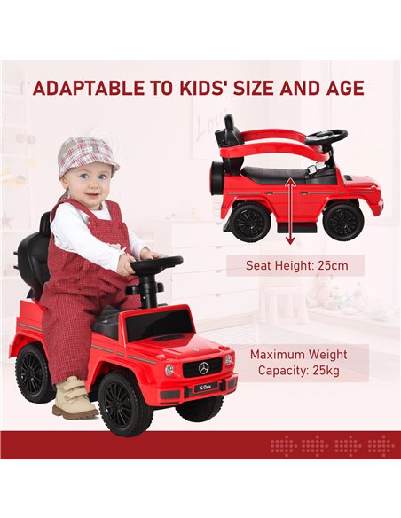 HOMCOM 12+ Push Along Car Mercedes-Benz G350 Foot to Floor Slider with Steering Wheel, Red - pic 18246 | FastDaddyshop