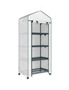 Outsunny 4 Tier Mini Portable Greenhouse Compact Plant Grow Shed Metal Frame PE Cover with Lockable Rolling Wheels, White